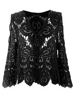 Load image into Gallery viewer, Tie Front Crochet Cardigan
