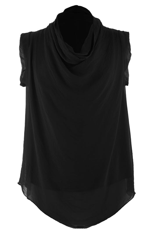 Sleeveless Cowl Neck Silk Top