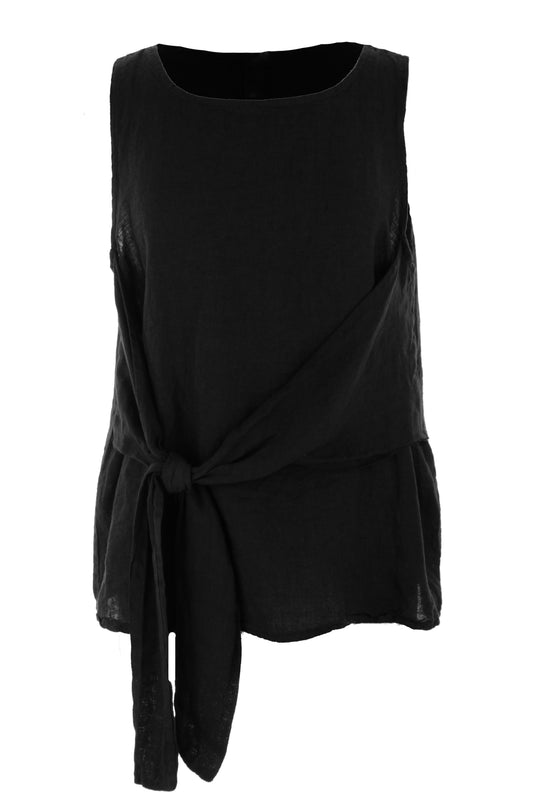 Sleeveless Side Tie Linen Top