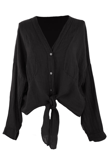 Tie Front Linen Shirt