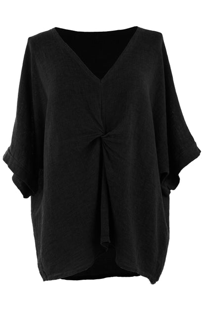 Twist Front Teabag Linen Top