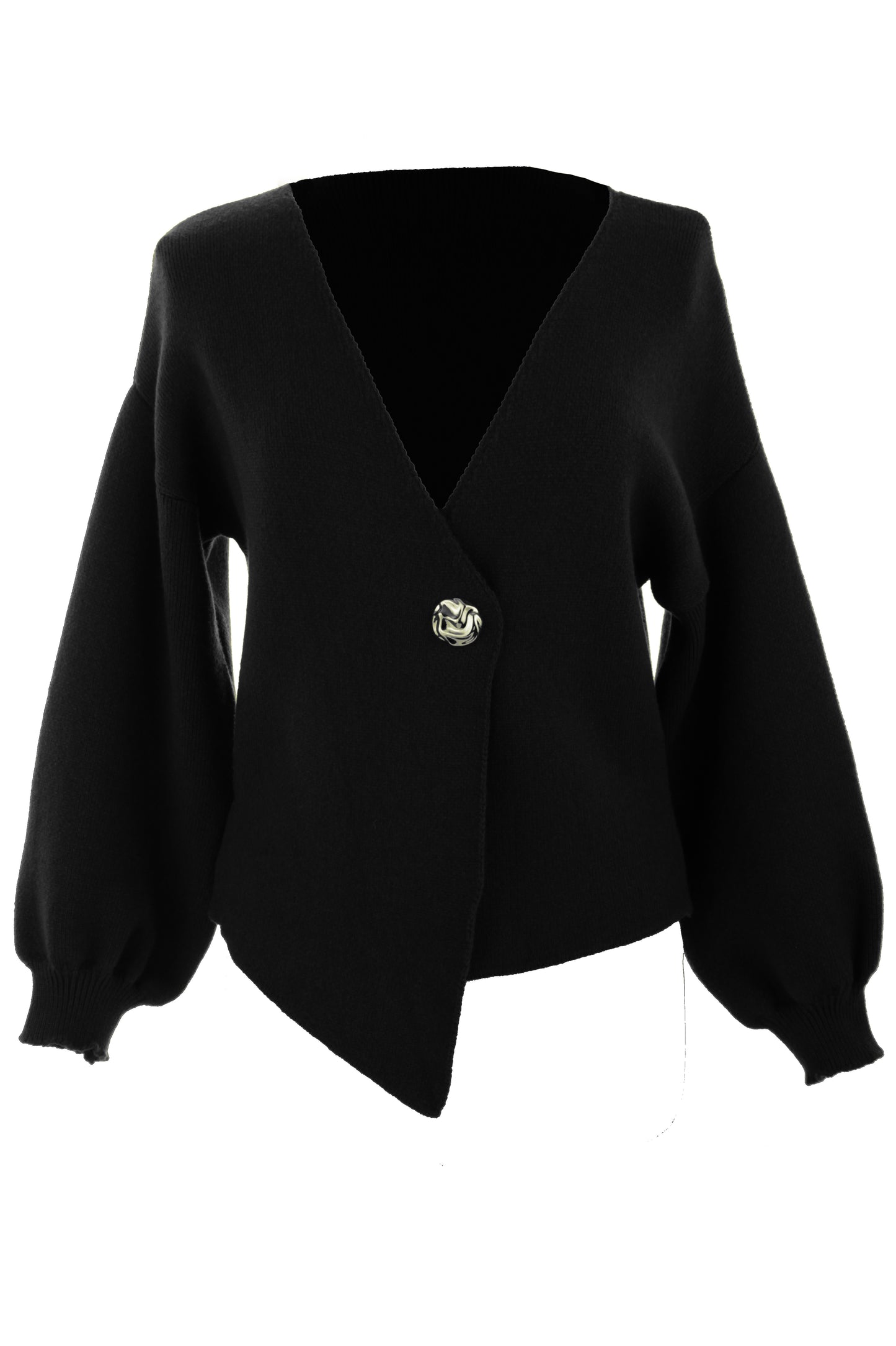 V Neck One Button Knit Cardigan