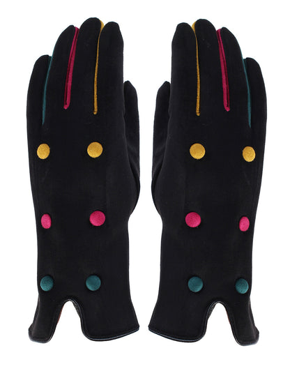 Button Detail Suede Gloves