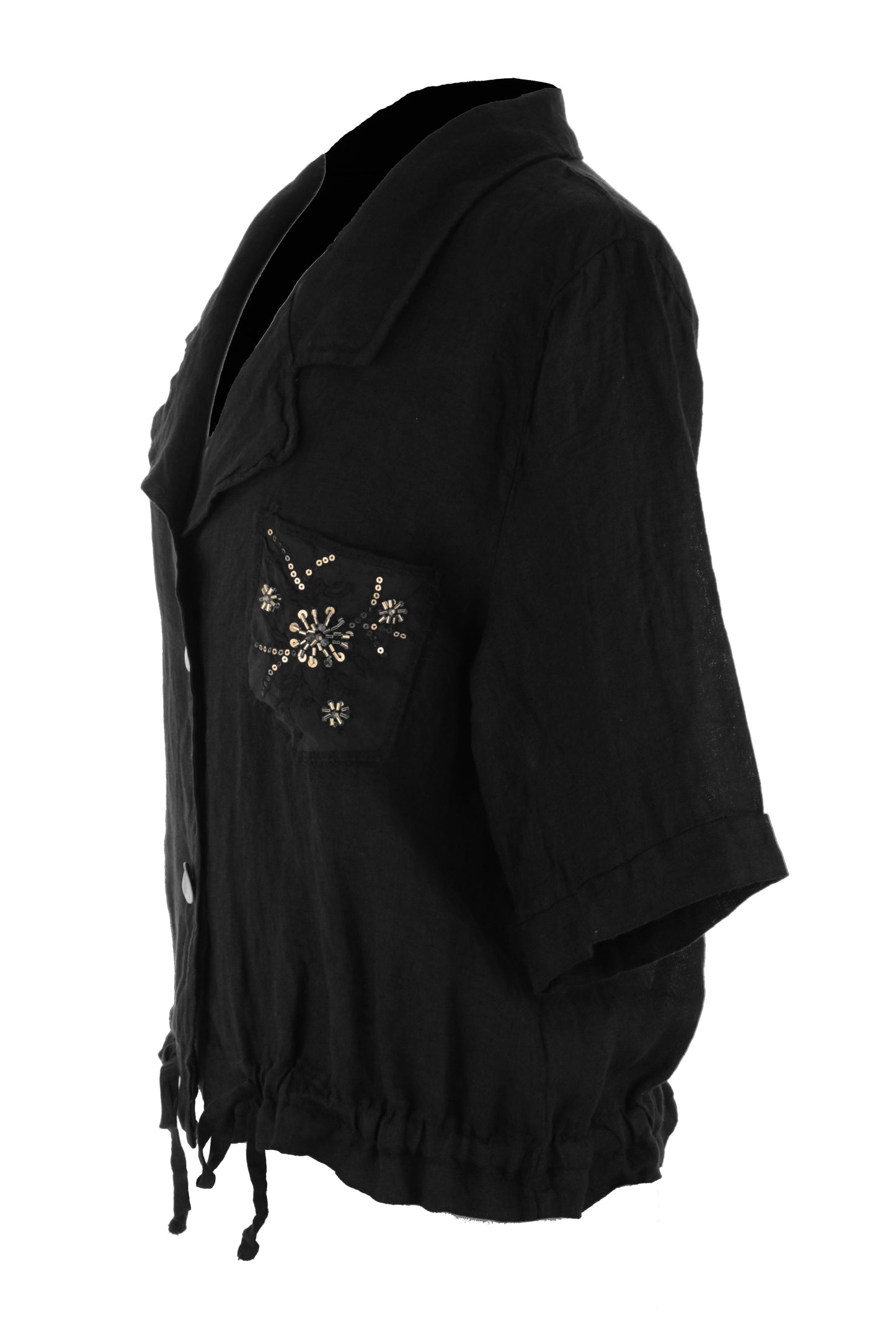 Beaded Pocket Linen Shirt