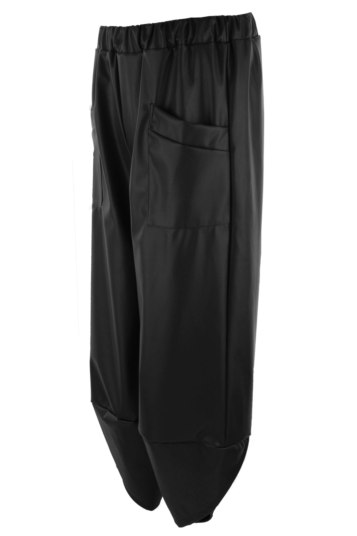 2 Pocket Tulip Ankle Barrel Leg PU Trouser