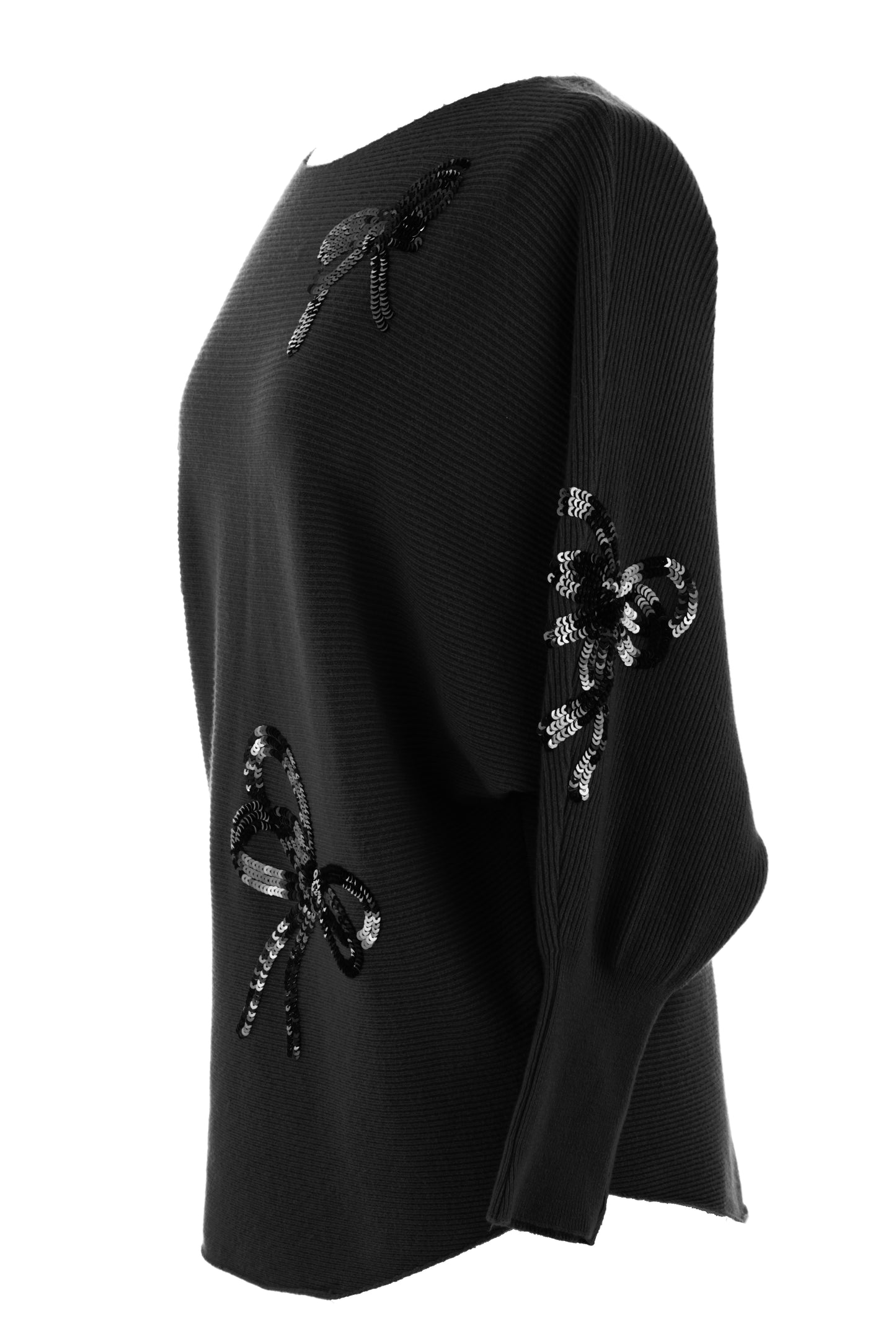 Sequin Bows Ribbed Knit Jumper