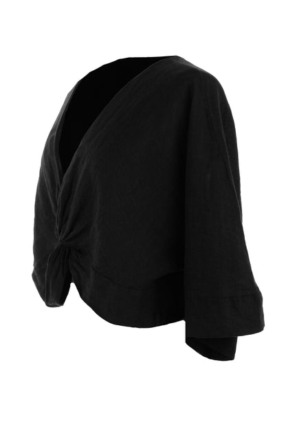 Twist Front Linen Crop Top