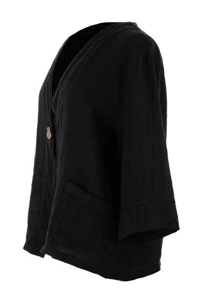 One Button Linen Jacket