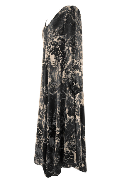 Splash Print Silk Satin Midi