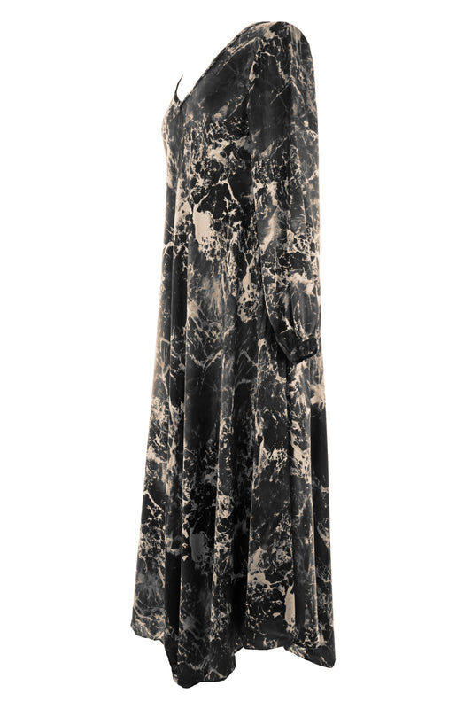 Splash Print Silk Satin Midi