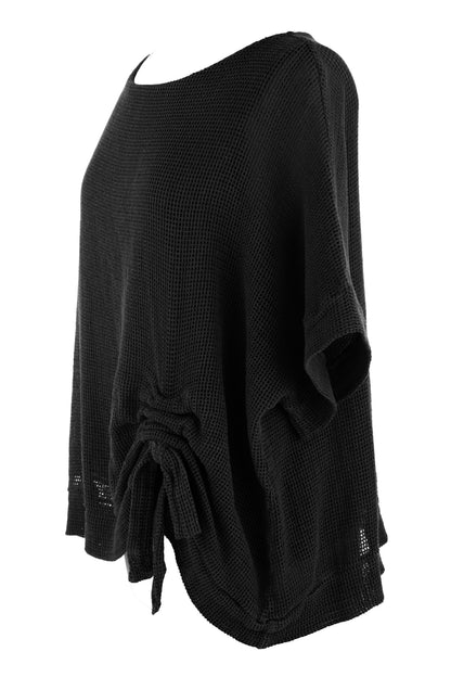 Tie Ruched Detail Mesh Top