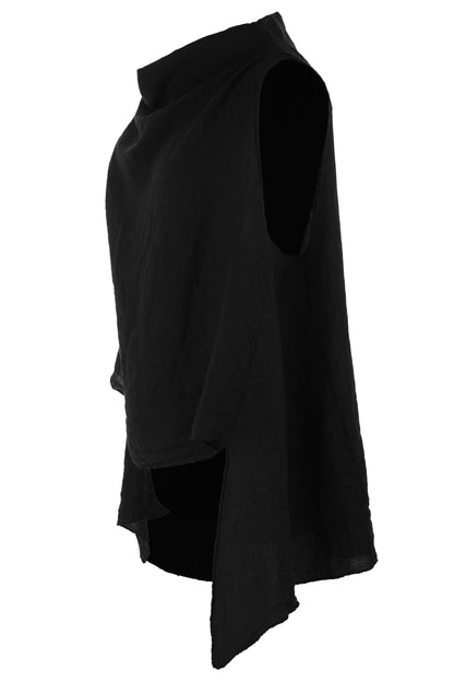 Sleeveless Cowl Neck Linen Top