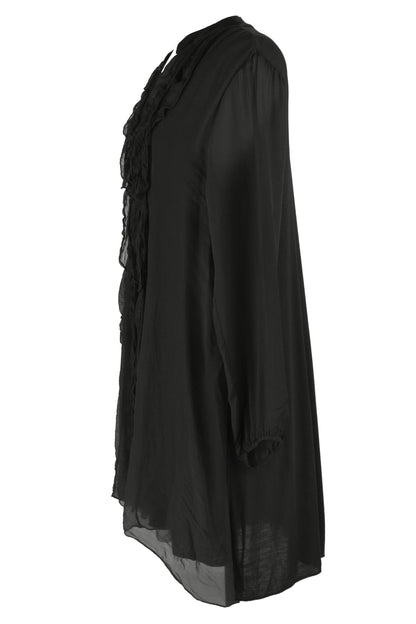 Frill Tassel Silk Blouse