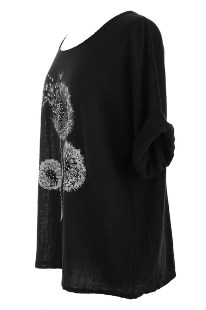 Dandelion Floral Print Cotton Top