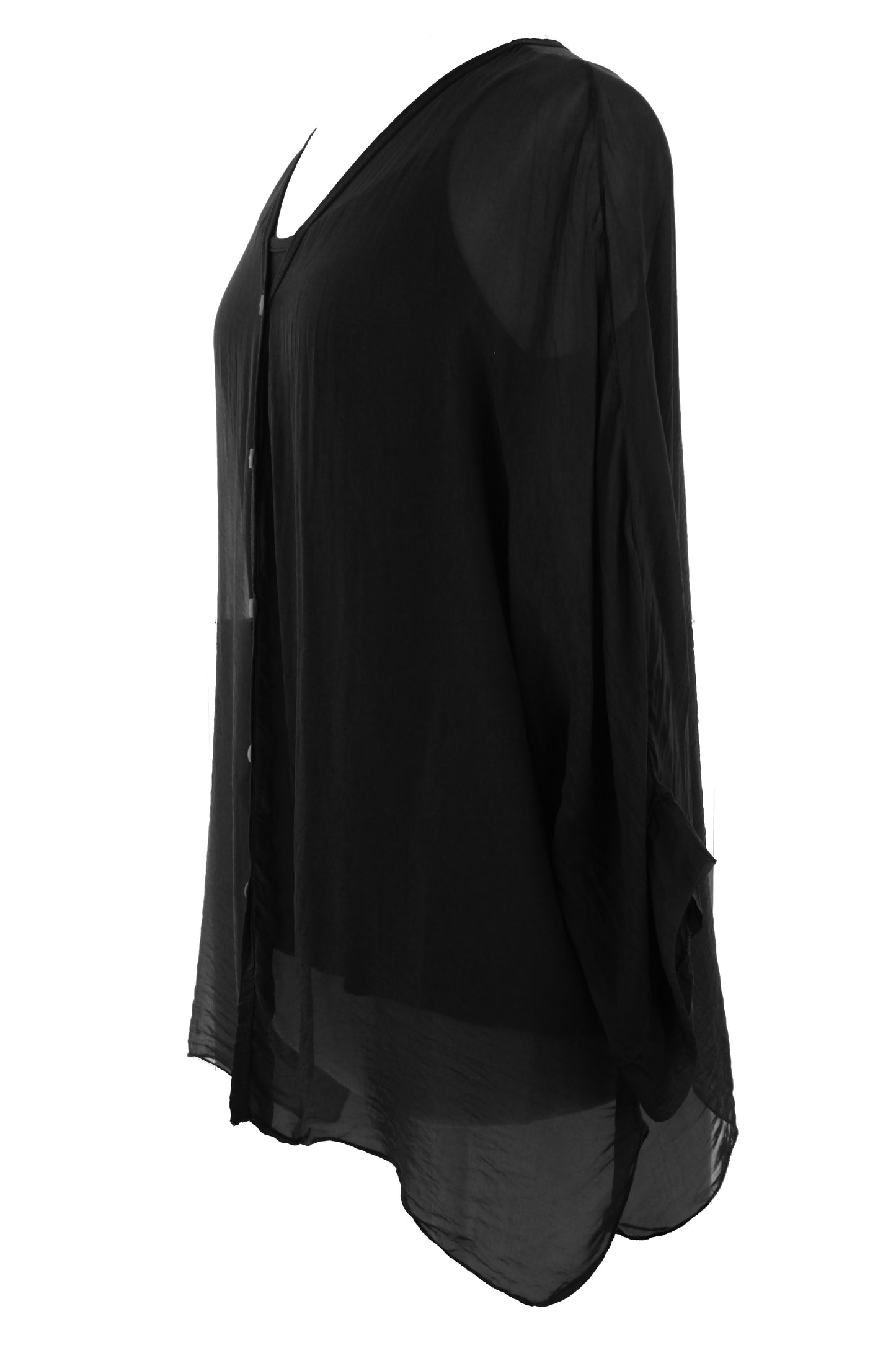 V Neck Silk Shirt with Vest