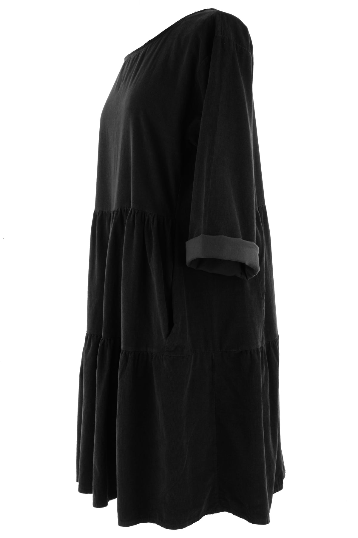 Tiered Swing Corduroy Dress