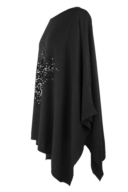 Sequin Star Knit Poncho