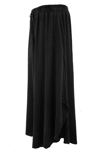 Side Slit Wide Leg Teabag Linen Trouser