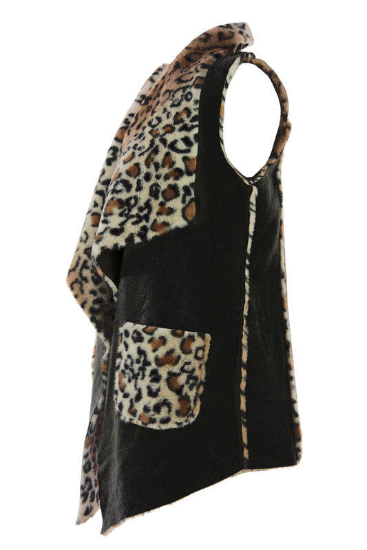 Faux Suede Leopard Gilet