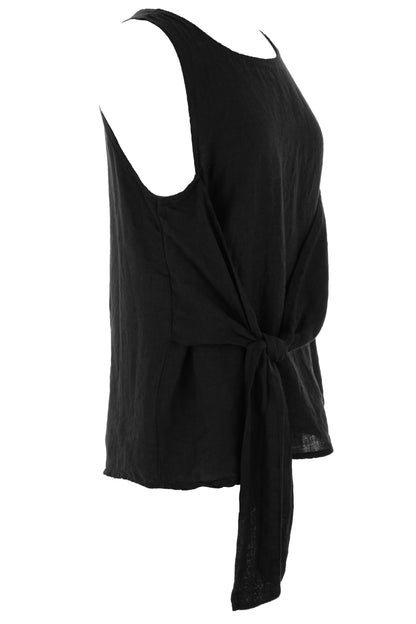 Sleeveless Side Tie Linen Top