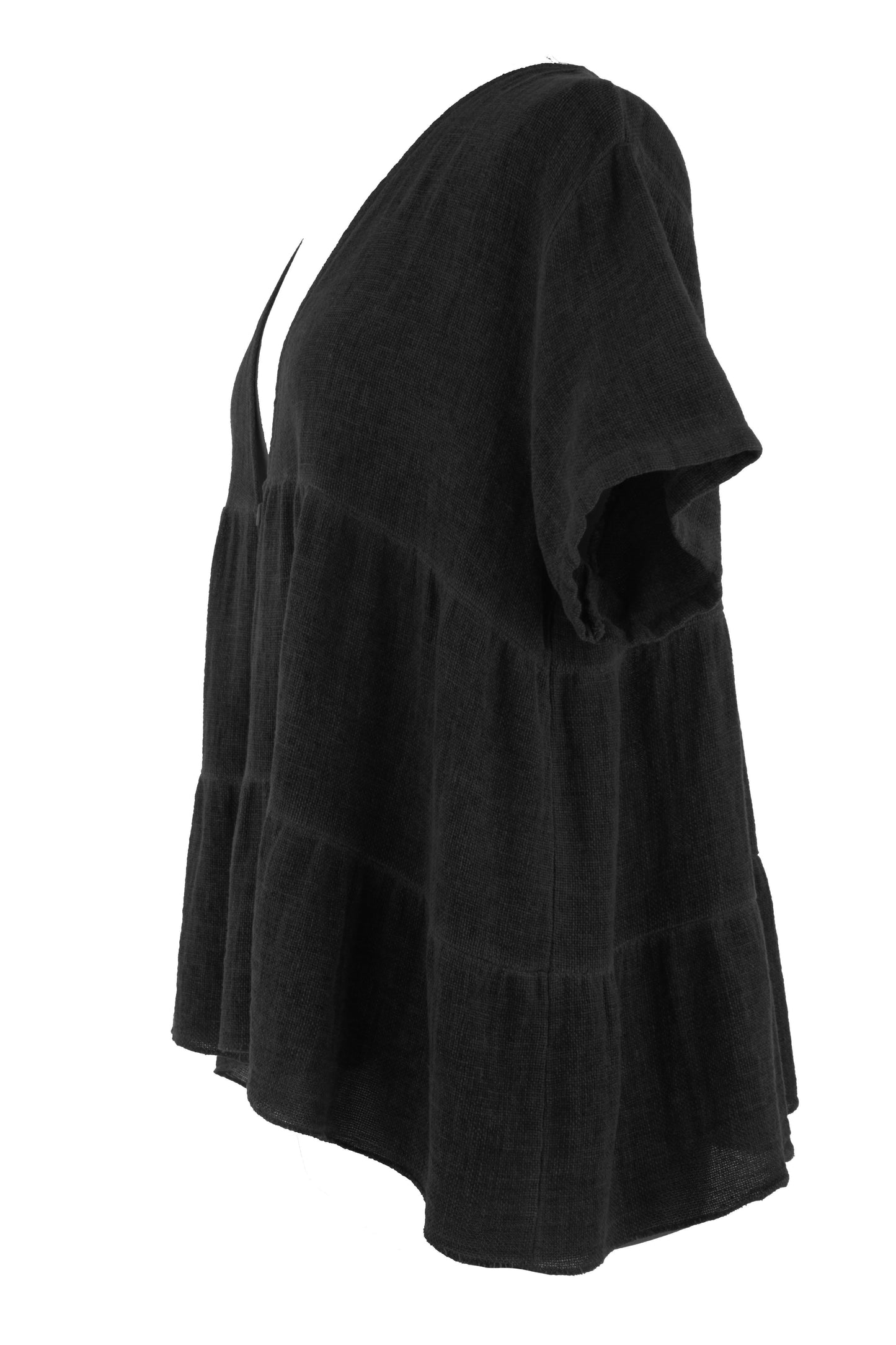 Button Tiered Linen Top