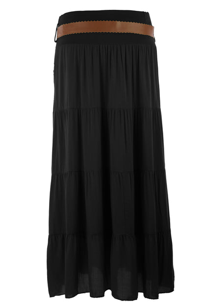 Crochet Tiered Belt Midi Skirt