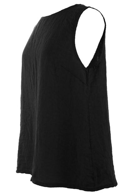 Sleeveless Button Back Linen Top