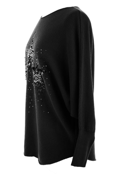 3 Sequin Star Ribbed Jumper