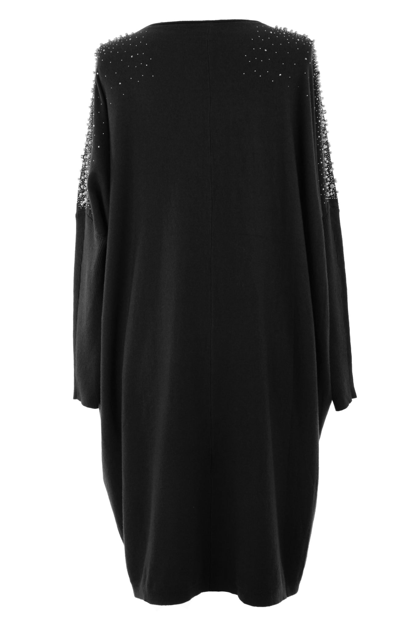 Ladies Women Pearl Diamante Stud 2 Pocket Knit Jumper Dress Texture Online