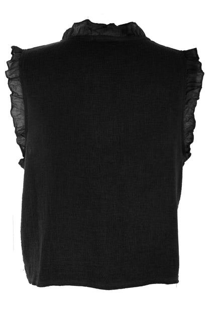 Sleeveless Frill Trim Teabag Top