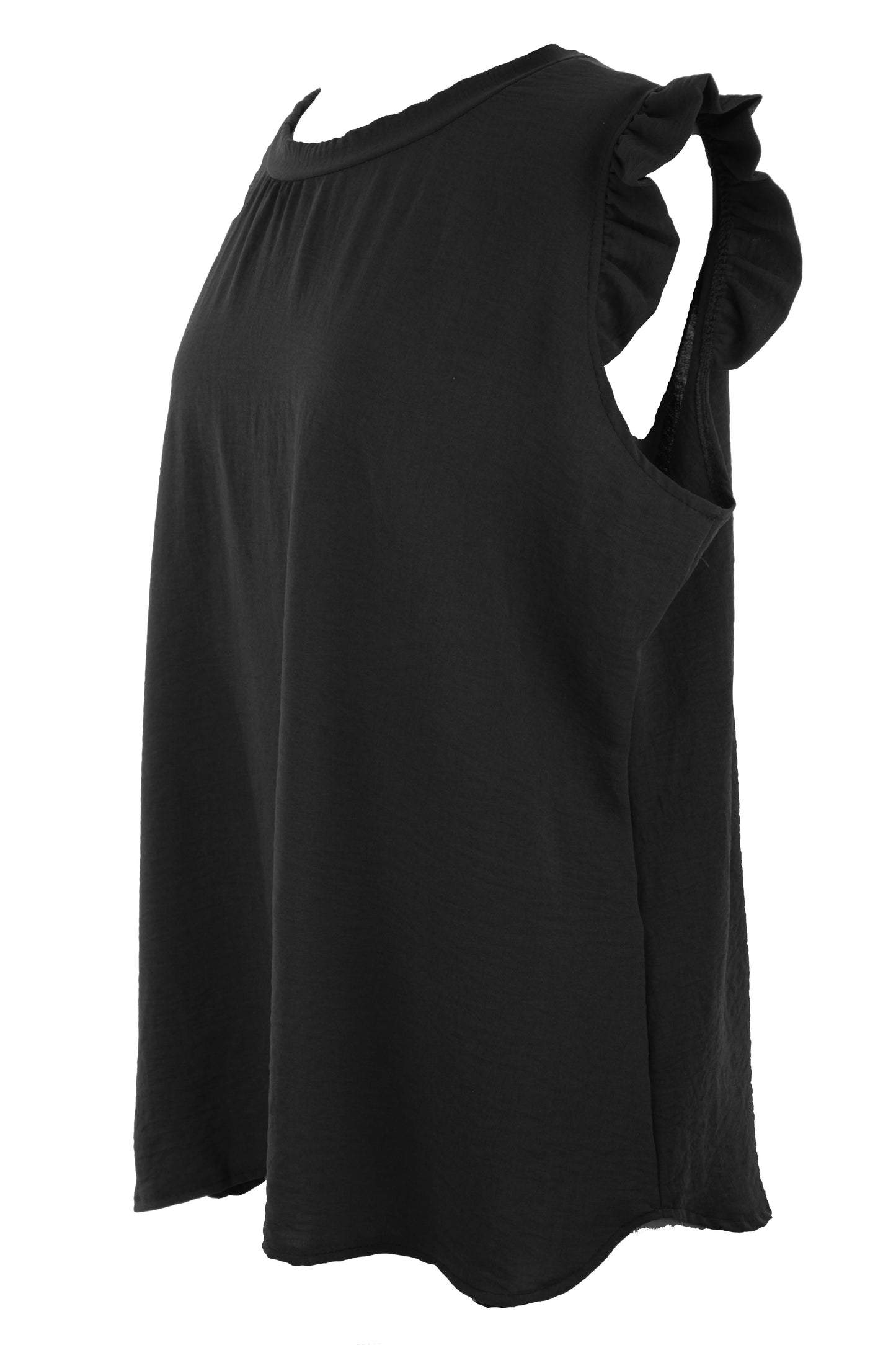 Sleeveless Frill Trim Necklace Top