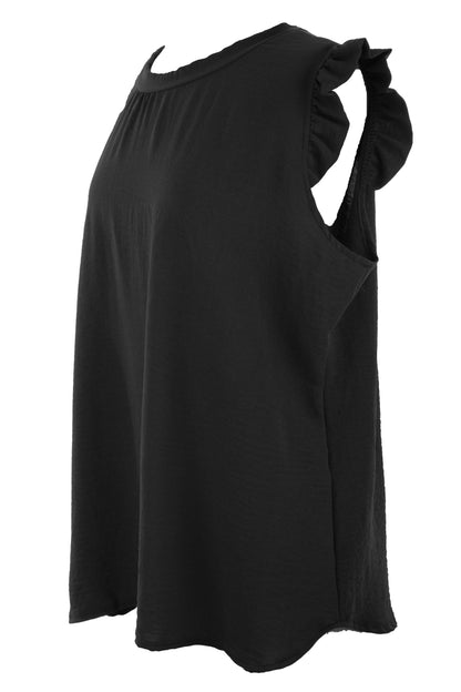 Sleeveless Frill Trim Necklace Top
