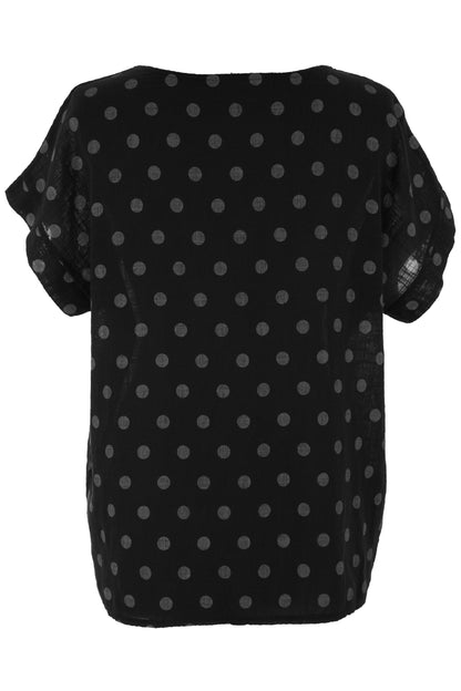 Polka Dot Print Necklace Top
