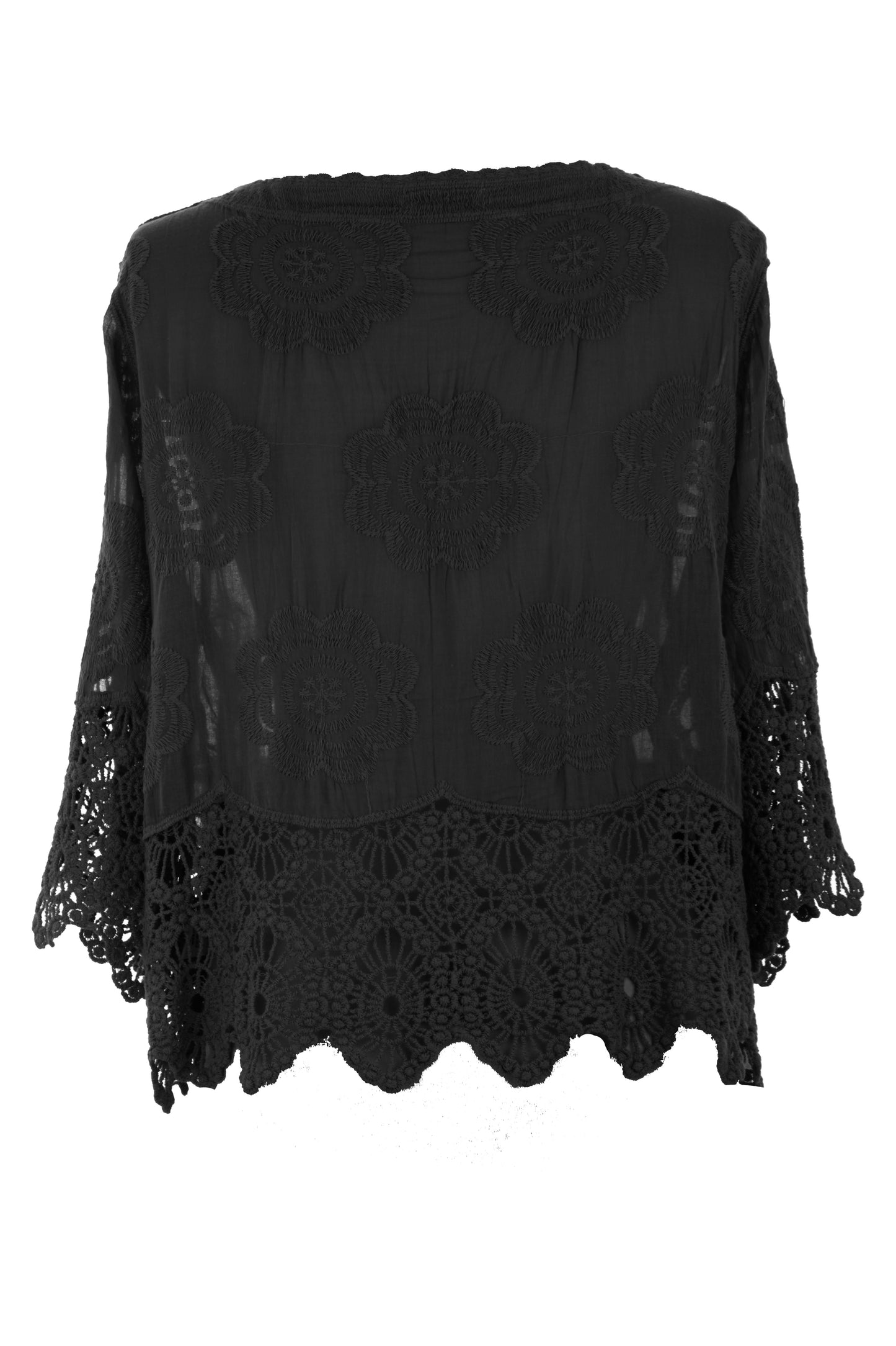 Crochet Trim Cotton Shirt