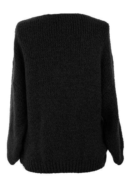 Lace Up Neck Wool Knit Jumper