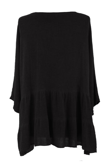 Tiered Hopsack Linen Top