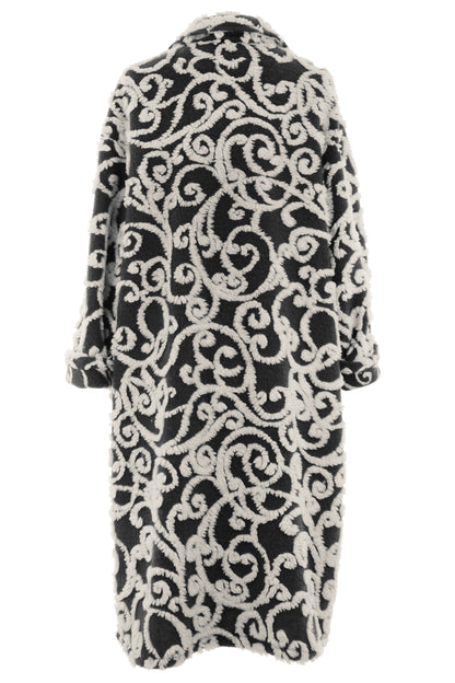 Swirl Pattern Wool Coat
