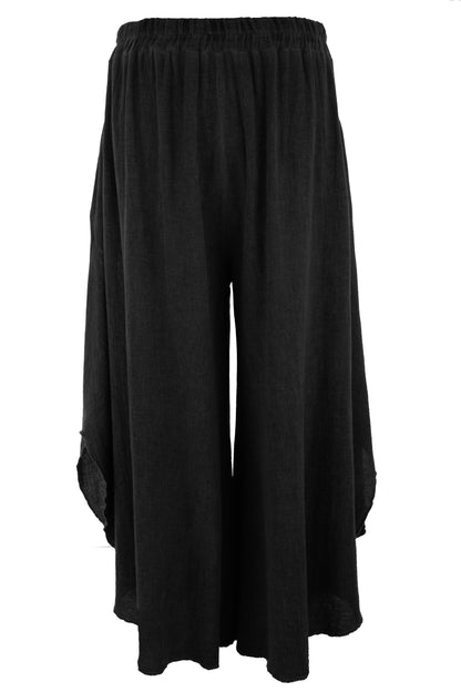 Side Slit Wide Leg Teabag Linen Trouser