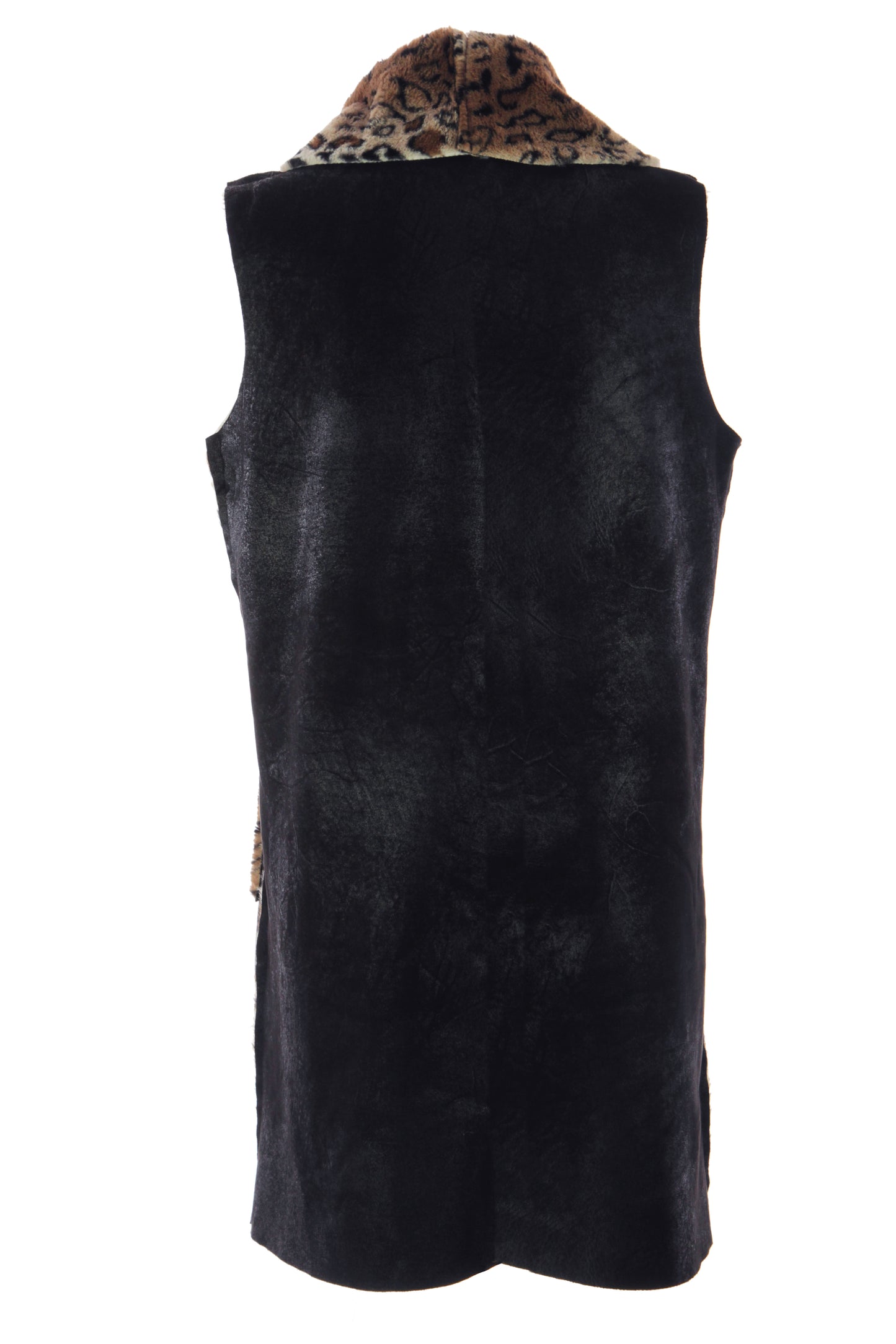 Faux Suede Leopard Longline Gilet