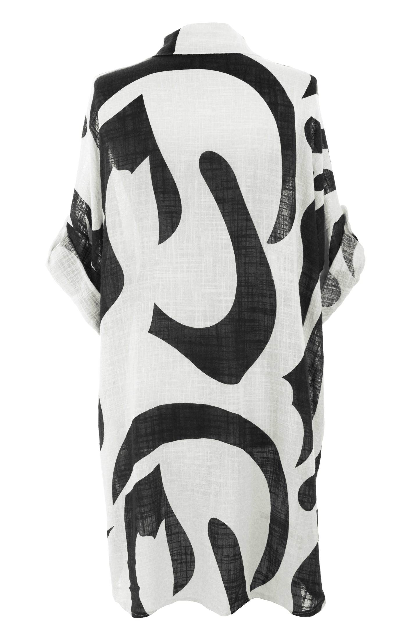 Abstract Print Longline Linen Shirt