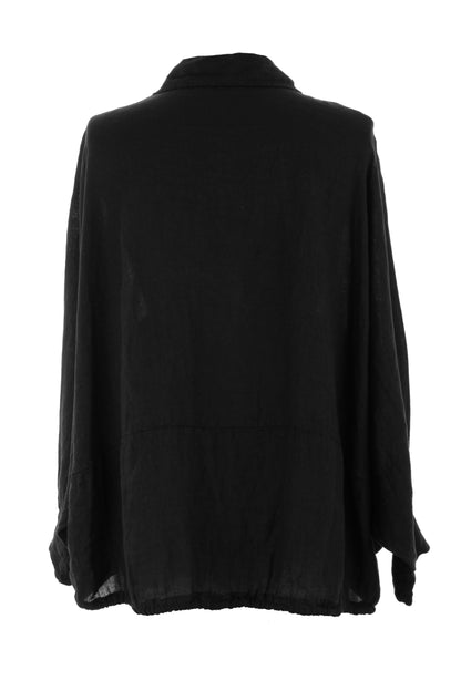 Drawstring Hem Linen Shirt