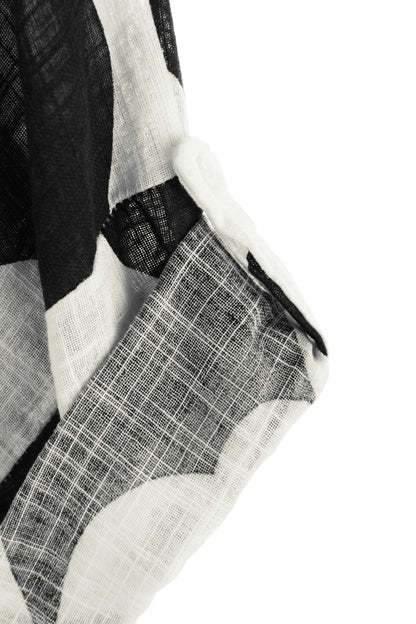 Abstract Print Longline Linen Shirt