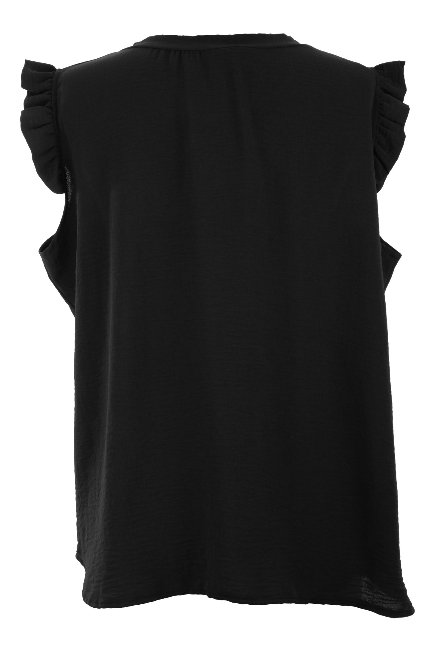 Sleeveless Frill Trim Necklace Top