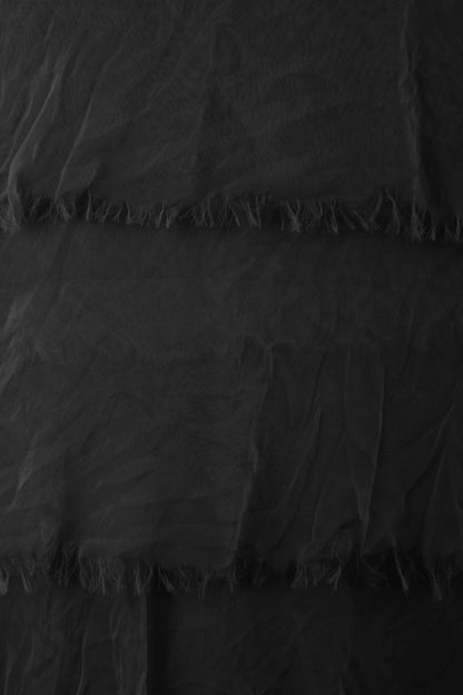 Sleeveless Frayed Detail Silk Midi