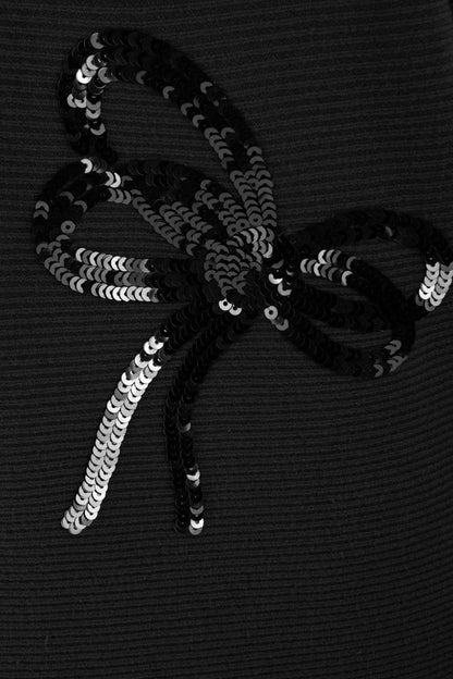 Sequin Bows Ribbed Knit Jumper