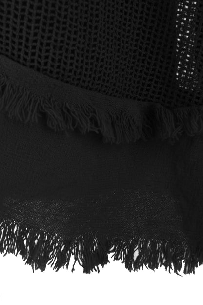 Frayed Trim Mesh Top with Vest