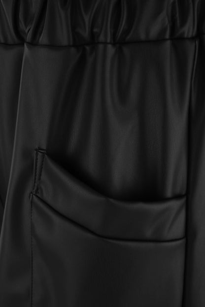 2 Pocket Tulip Ankle Barrel Leg PU Trouser