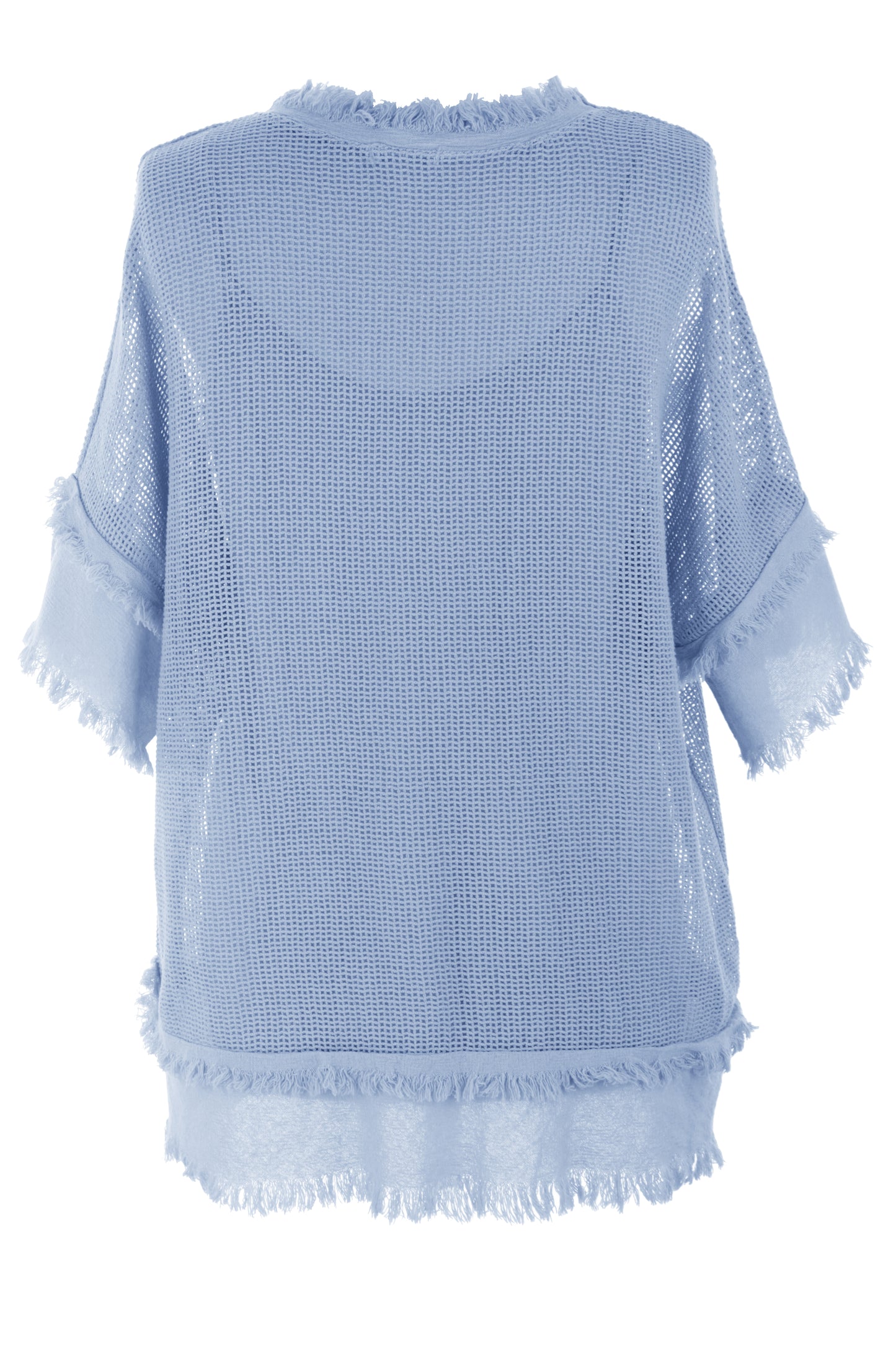 Frayed Trim Mesh Top with Vest