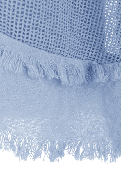 Frayed Trim Mesh Top with Vest