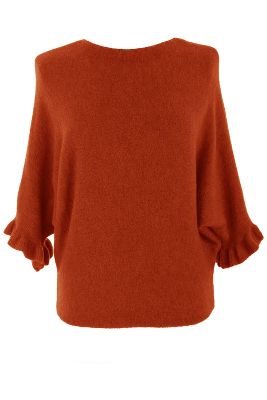 Frill Batwing Soft Knit Wool Jumper